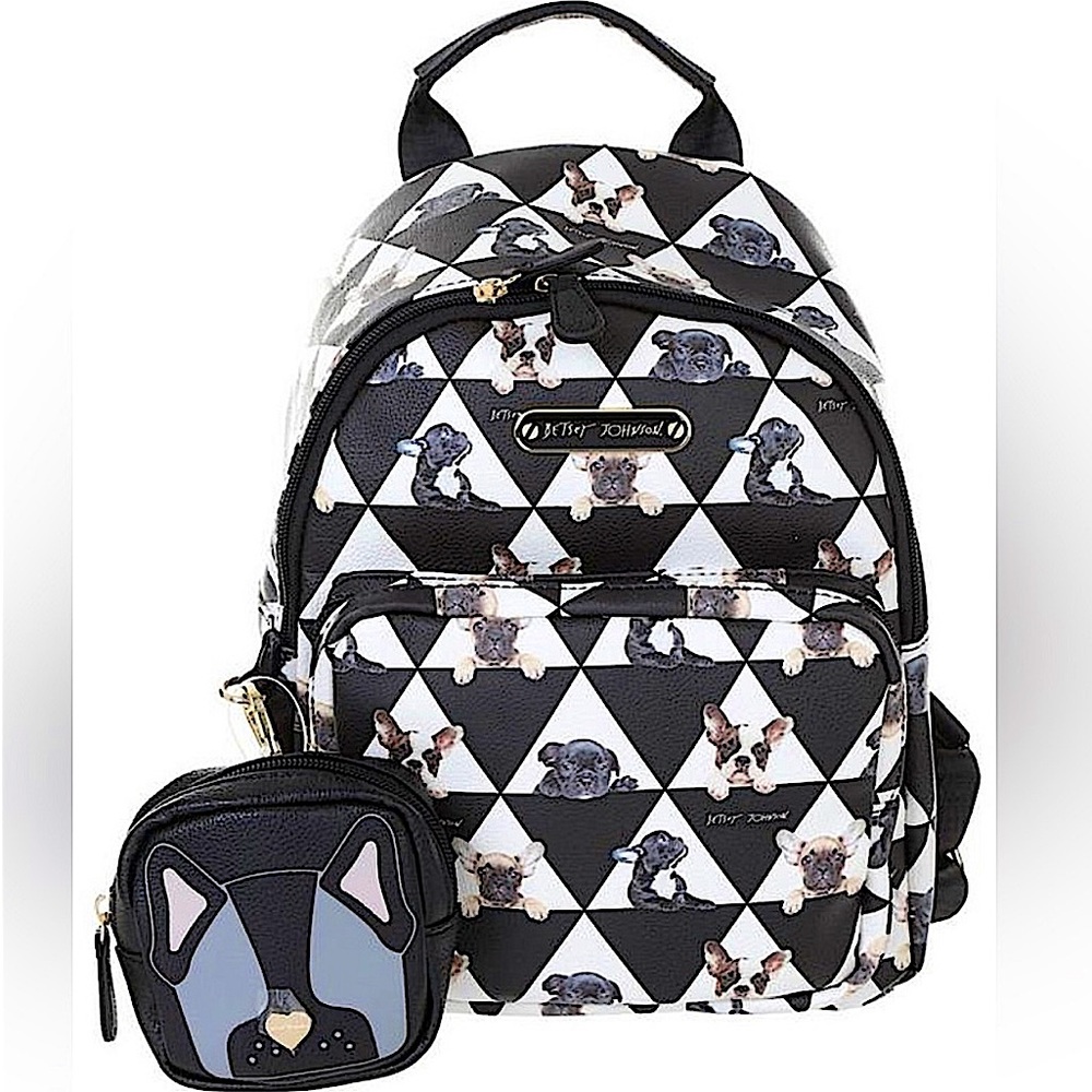 Betsey Johnson🤍🐾🖤 Frenchie Pattern Design Backpack